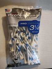 Pride Professional Pro Length Plus Golf Tees (3.25", White/Blue, 75pk) NEW