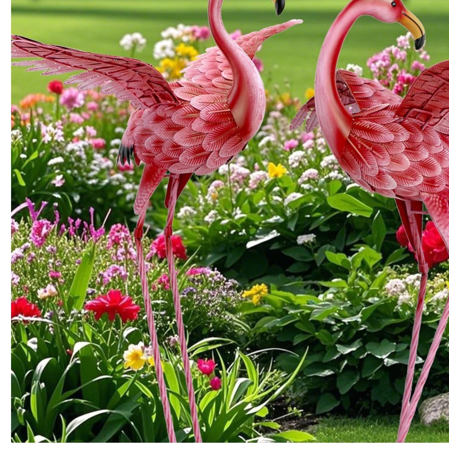 Durable Pink Flamingo Lawn Art Tall Metal Garden Sculpture for All Occasions