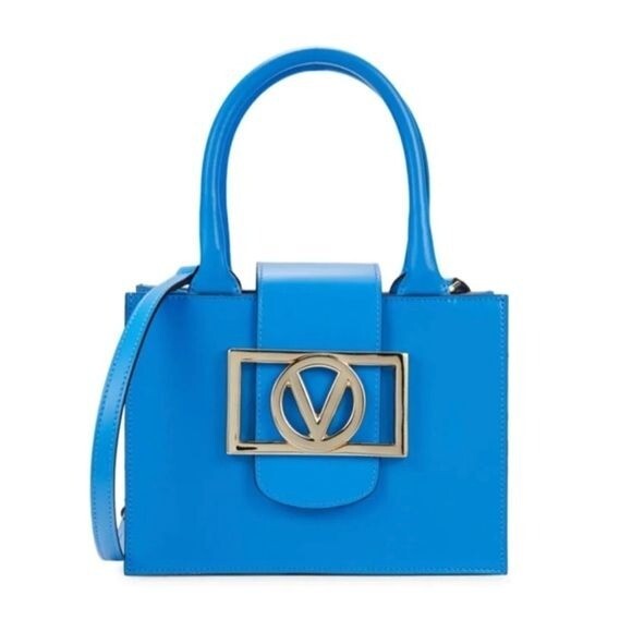 Mario Valentino Aimee Super V Leather Top Handle Bag Malibu Blue