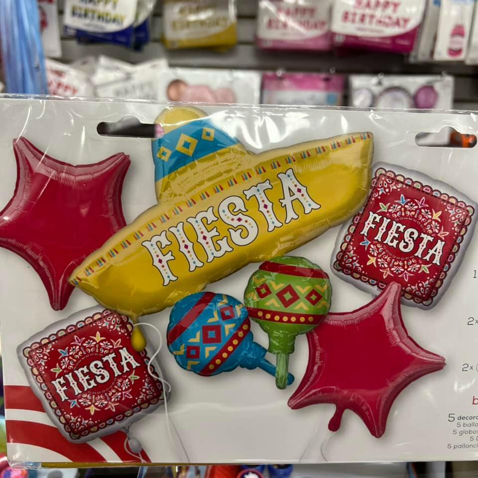 FIESTA party Favor 5CT Foil Mylar Balloon Bouquet