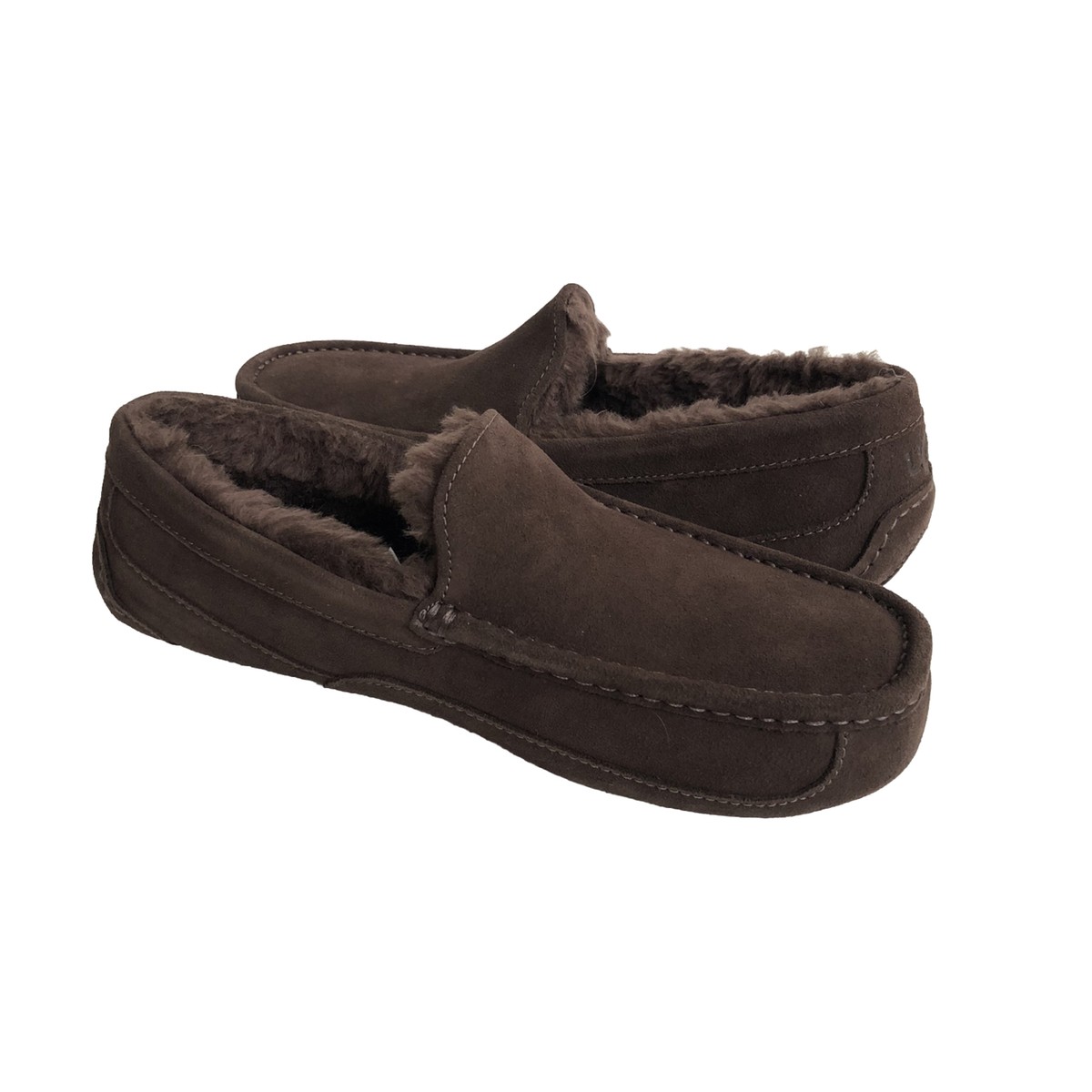 UGG ASCOT DUSTED COCOA SUEDE SHEARLING LINED MOCCASIN SHOE US 9 