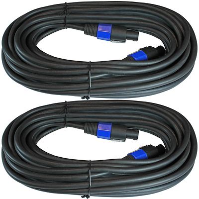 2 12ga 50' ft foot speakon compatible amplifier amp to speaker cables PA DJ cord