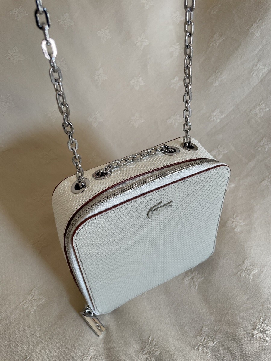 Lacoste Chantaco Matte Stitched Leather Camera Crossbody Shoulder