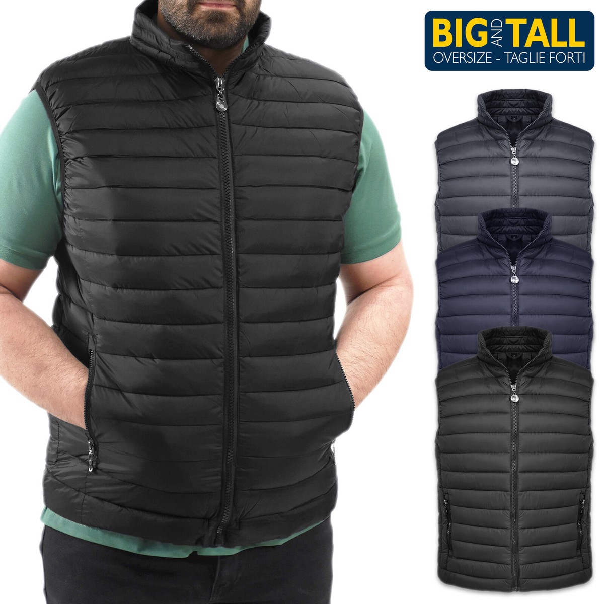 Smanicato Uomo Taglie Forti Leggero Gilet Comodo 6XL BIG TALL - Main Image