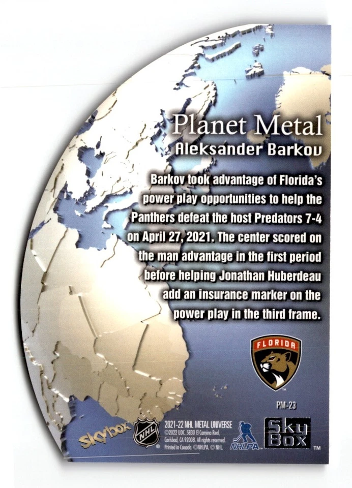 2021-22 Skybox Metal Universe Planet Aleksander Barkov #PM-23 Florida Panthers - Image 2 of 2