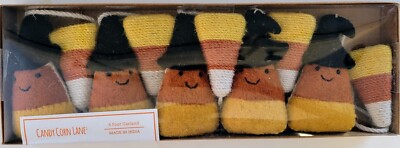 Candy Corn Lane 6ft Garland - Candy Corn as Witches Soft Felt Yarn NEW Halloween