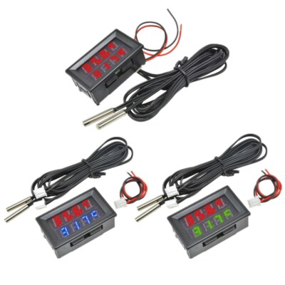 Multicolor DC 4-28V Dual LED Display Digital Thermometer Temperature Sensor NTC