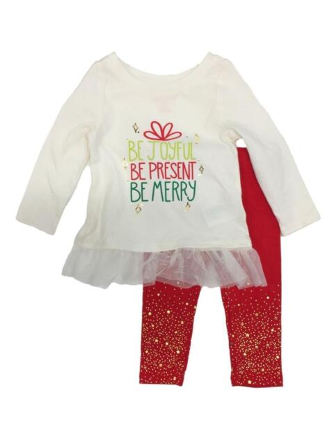 Infant & Toddler Girls Christmas Be Joyful Present Merry Shirt & Legging Set 3T
