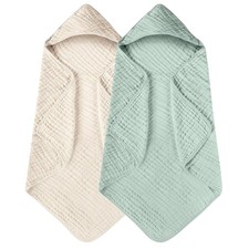 Hooded Baby Towels for Newborn 100 Muslin Organic Cotton Baby