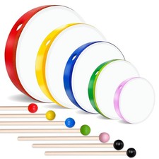 5 Pcs Kids Hand Drums Wood Frame Drum Set with Drum Stick 12 Inch 10 Inch 8 I...