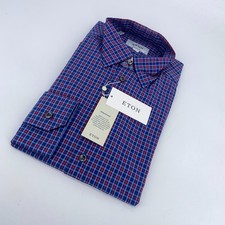 Eton Dress Shirt Mens L 16 - 41 Multi Plaid Signature Twill Contemporary Fit