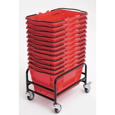 Versacart Black Steel Rolling Rack for Hand Baskets - 18 1/2"L x 13"W x 13"H