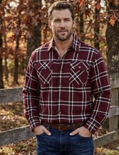 Wrangler Authentics Men s Long Sleeve Sherpa Lined Flannel Shirt Jacket M Red