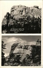 Keystone, South Dakota SD Mount Rushmore-Before During Construction Vintage RPPC