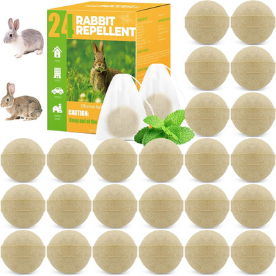 24 Pack Natural Rabbit Repellent Outdoor, Peppermint Oil Rabbit Repellent Wild R