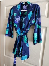 Vintage Roxanne Perfection Fit Womens 36D Swimsuit  Med Coverup Blue Floral