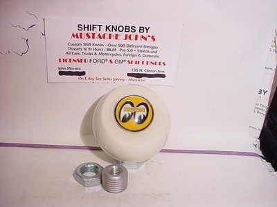 Mooneyes Solid White  Shift Knob w Yellow Moon Logo 2 ''