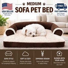 Dog Bed King Medium Sofa Dog Bed Cover  Inner Liner Brown Sherpa Refillable