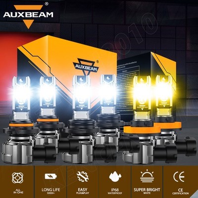 AUXBEAM LED Headlight High/Low White+Fog Light Amber For Nissan Armada 2011-2015