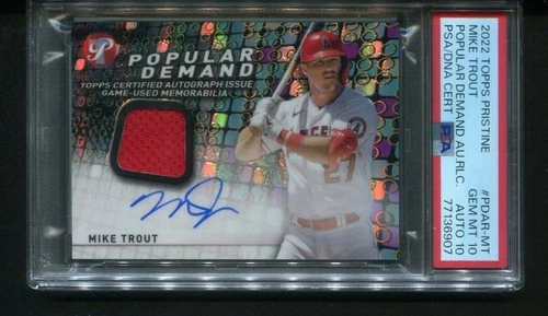 2022 Topps Pristine Mike Trout Jersey Popular Demand Auto PSA 10 Auto 10