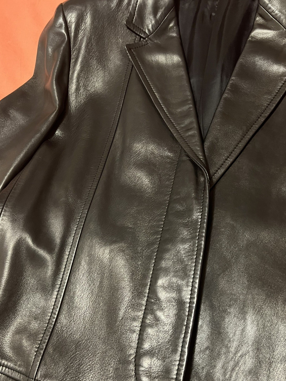 RARE GUCCI by Tom Ford F/W 1997 Black Leather Long Coat Jacket Archival Size 44 image 4