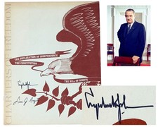 President Lyndon Johnson Signed Program w/ Declaration, Consitution Prints JSA
