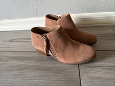 Vionic Suede Ankle Boots Shyanne Toffee Suede Sz 8 NWOB Display