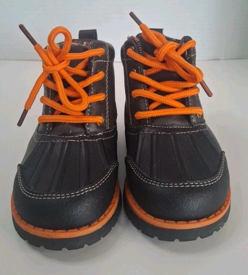 Botines TKS George Baby Boy marrón imitación cuero naranja con cordones talla 8 Foto 2 de 4