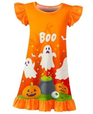 Kid Girls Nightgown Night Dress Unicorn Rainbow 6-7 Years Orange Pumpkin