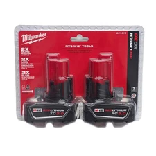 Milwaukee M12 48-11-2412 12 Volt 3.0 AH XC Red Lithium Batteries 2 Pack