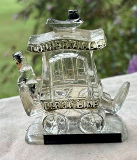 Antique 1922 Toonerville Trolley Glass Candy Container Fontaine Fox Damaged #2