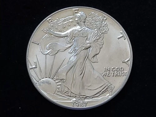1987 $1 American Silver Eagle 1oz Fine Silver Coin #1 NICE!
