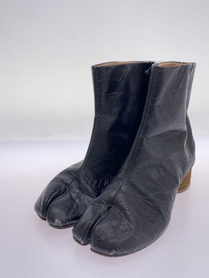 Maison Margiela Tabi Boots Wrinkled Short Boots 37 Black Women's Leather Auth