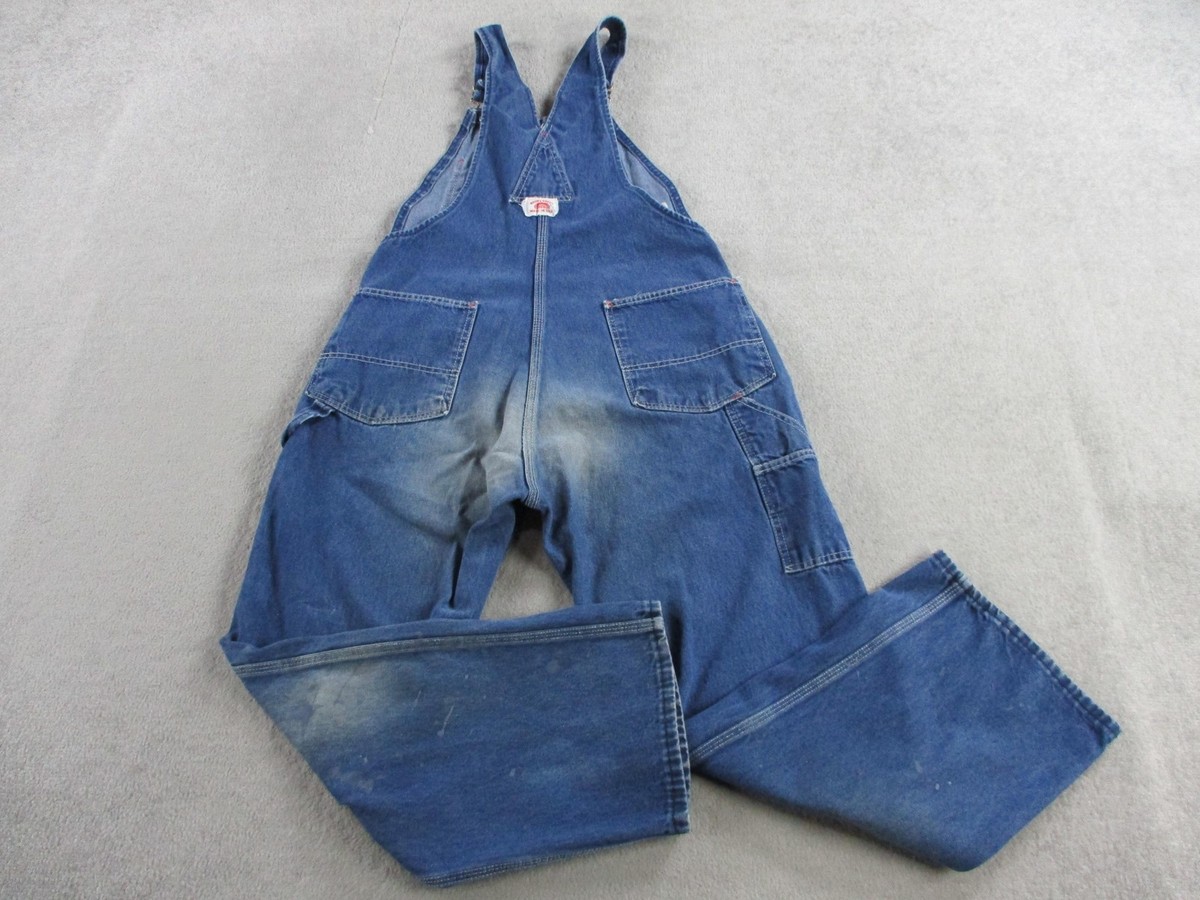Vintage Round House Overalls Mens 38x29 Blue Denim Bib Carpenter
