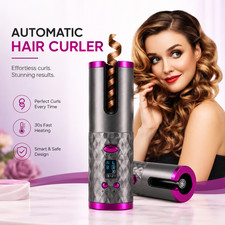 Portable Cordless Hair Curler Automatic Ceramic Curling Iron Fast Heating LCD