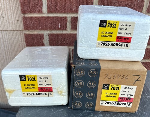 3 Contattori Allen-Bradley 702L-AOD94 Serie K con Bobina 120 Volt 4 Poli 20Amp - Foto 2 di 13