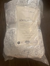 Premier Comfort Cozy Sherpa Throw Blanket 50x60 Navy Blue White New NWT
