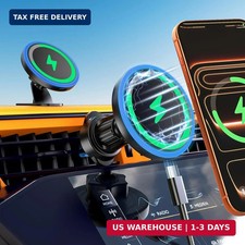 MagSafe Car Mount Charger, 3 in 1 LED RGB HandsFree Wireless Car Charger, Magn