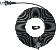 Black Extension Cord 10 Ft Long Thin Extension Cords 2 Prong with Single Plug Id