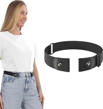 No Buckle Elastic Belt, Stretch Invisible Belt for Jeans, Unisex, 1 Pack