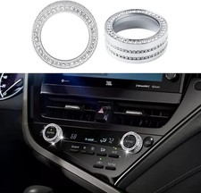 2pcs Bling Accessories Air Conditioning AC Button Cover Trims Compatible wit