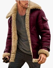 CHXLQQX Mens Burgundy Faux Leather Lined Zip ...