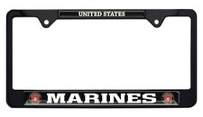 Marines USA Black License Plate Frame