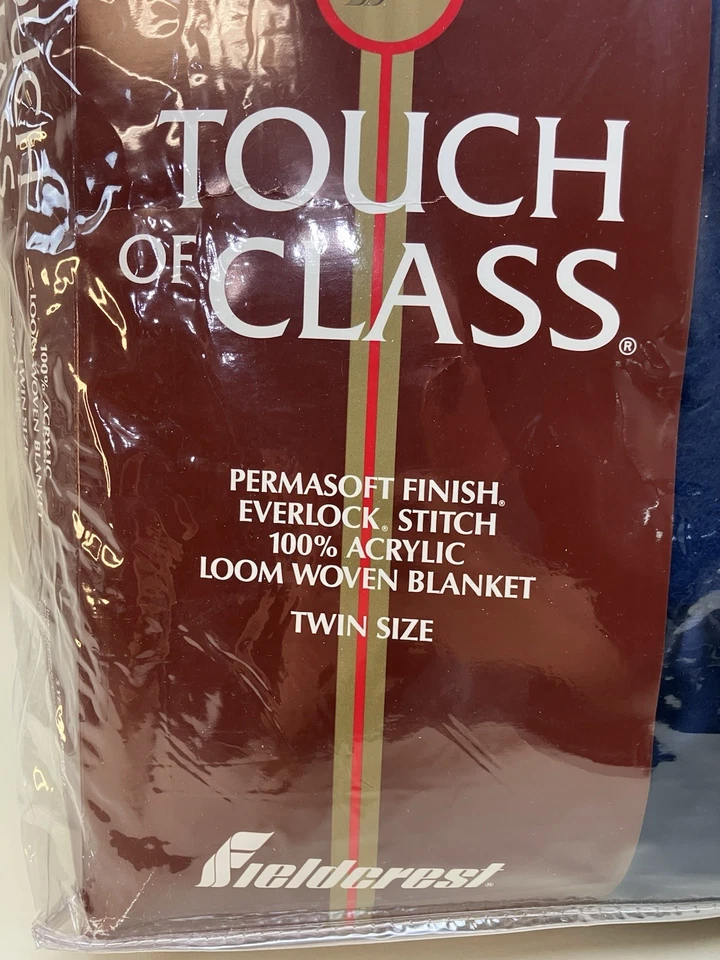 Vtg Fieldcrest Touch Of Class Navy Blue 100% Acrylic Satin Trim Twin Blanket - Image 2 of 4