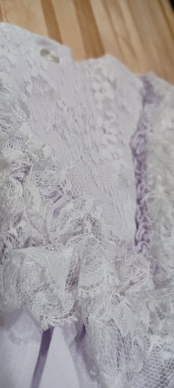 Vintage Purple Pastel Lace Ruffled Bow Pageant Party Dress Girl Full Circle