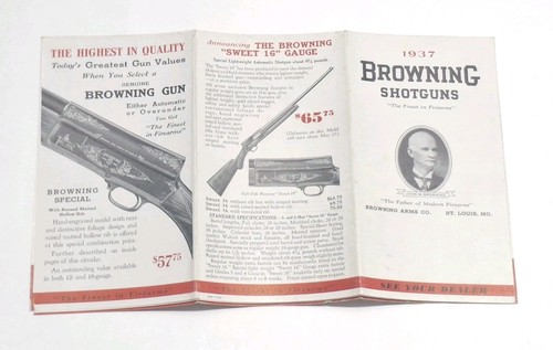 1937 Browning Shotguns St Louis MO Foldout Dealer Price Sheet Booklet - Picture 4 of 6
