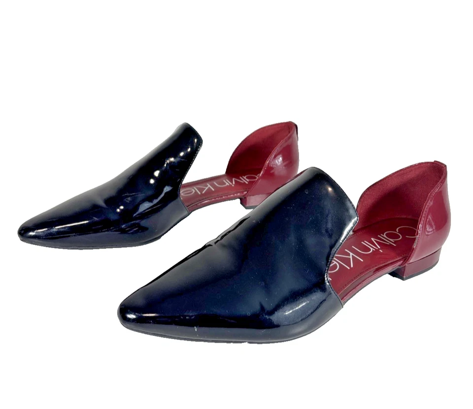 Zapatos planos sin cordones Calvin Klein Elin charol negro 9 para mujer Foto 4 de 4