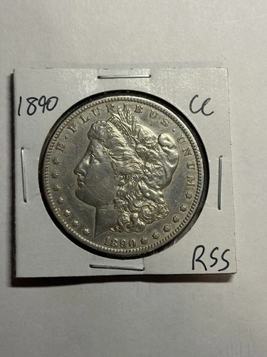 1890 CC Morgan Silver Dollar $1 AU Details Tough Date CC