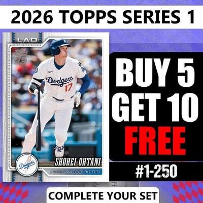 #ad 2026 Topps Series 1 Baseball Singles #1 250 You Pick Complete Your Set $2.29