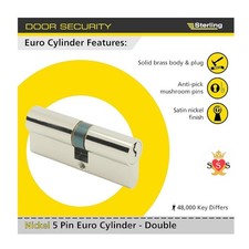 Sterling EPN4055V 5 Pin Euro Cylinder, Nickel, 40 x 55 mm 1 pcs